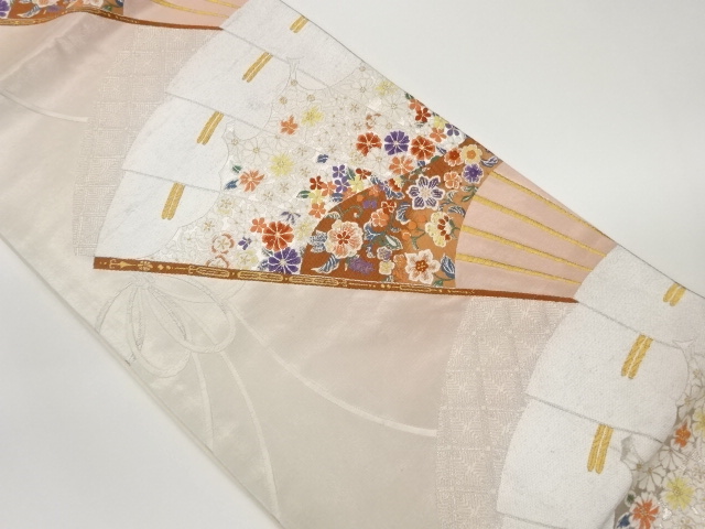 檜扇模様織出し袋帯